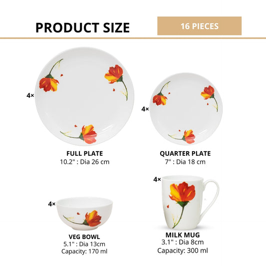 Ceramic Eco3 Dinner Set (Set of 16), for Family of 4, Dinner Set Ceramic