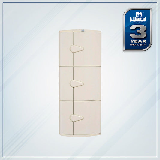 Nilkamal 3 Door Plastic Storage Corner Cabinet (Ivory)