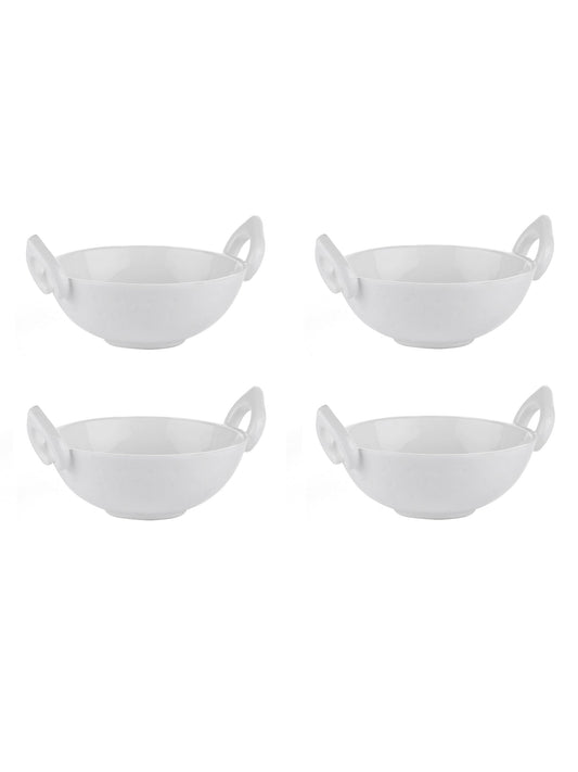 Clay Craft Small Kadhai Shaped Condiment/Dipping Bowls Set of 4 - 50 ml each