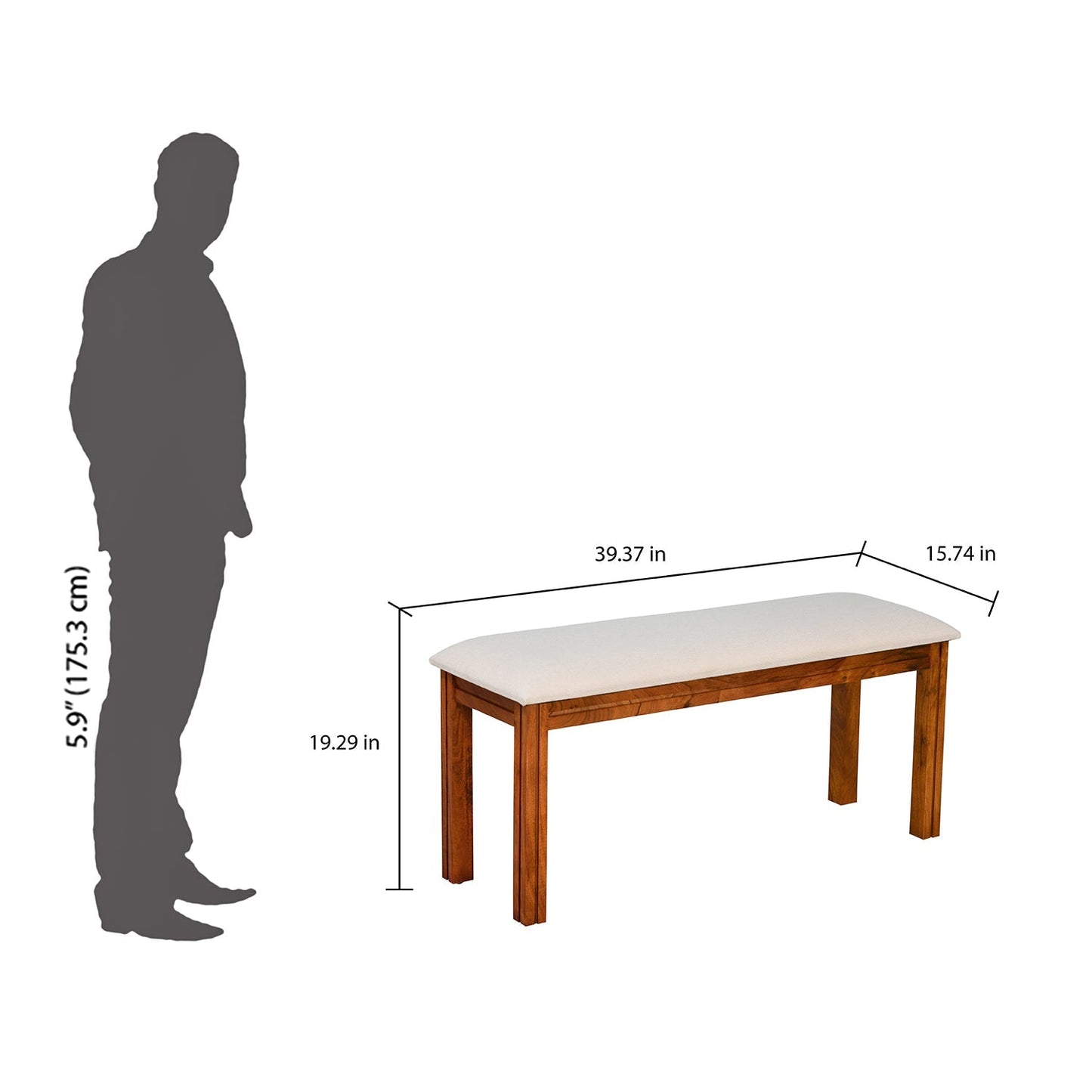 Nilkamal Cera Multi Use Medium Sitting Bench for Living Room | Dining Room (Honey Brown)