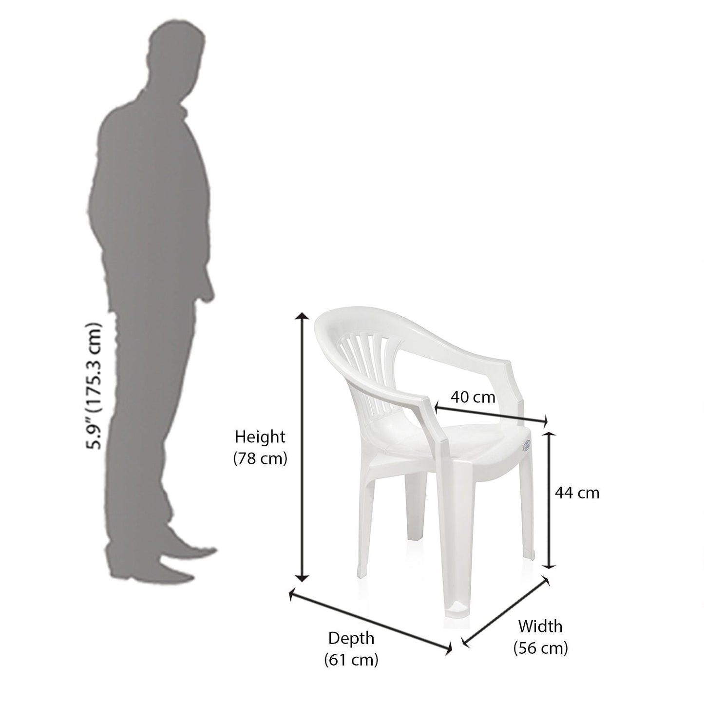 Nilkamal CHR2101 Plastic Arm Chair (Milky White)