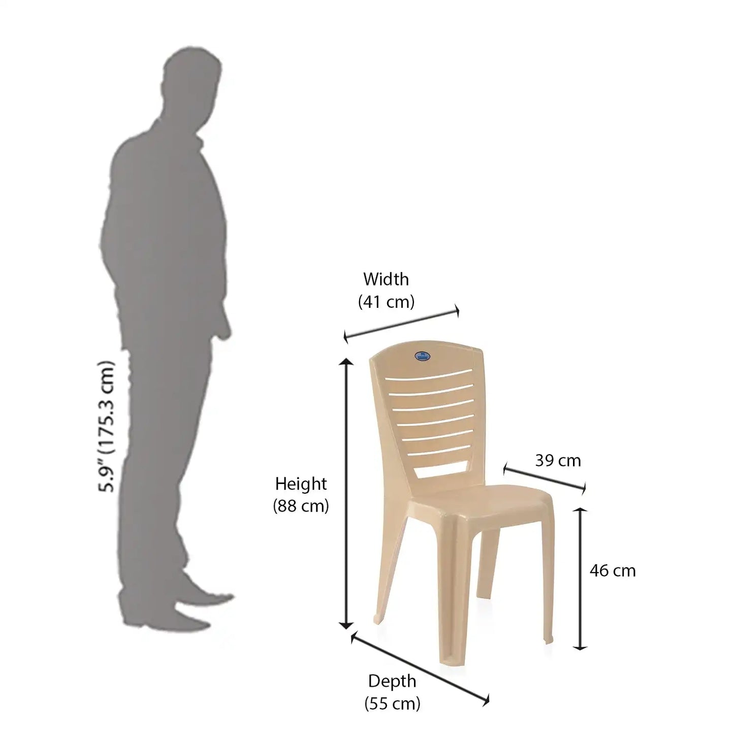 Nilkamal CHR4025 Plastic Armless Chair (Marble Beige)