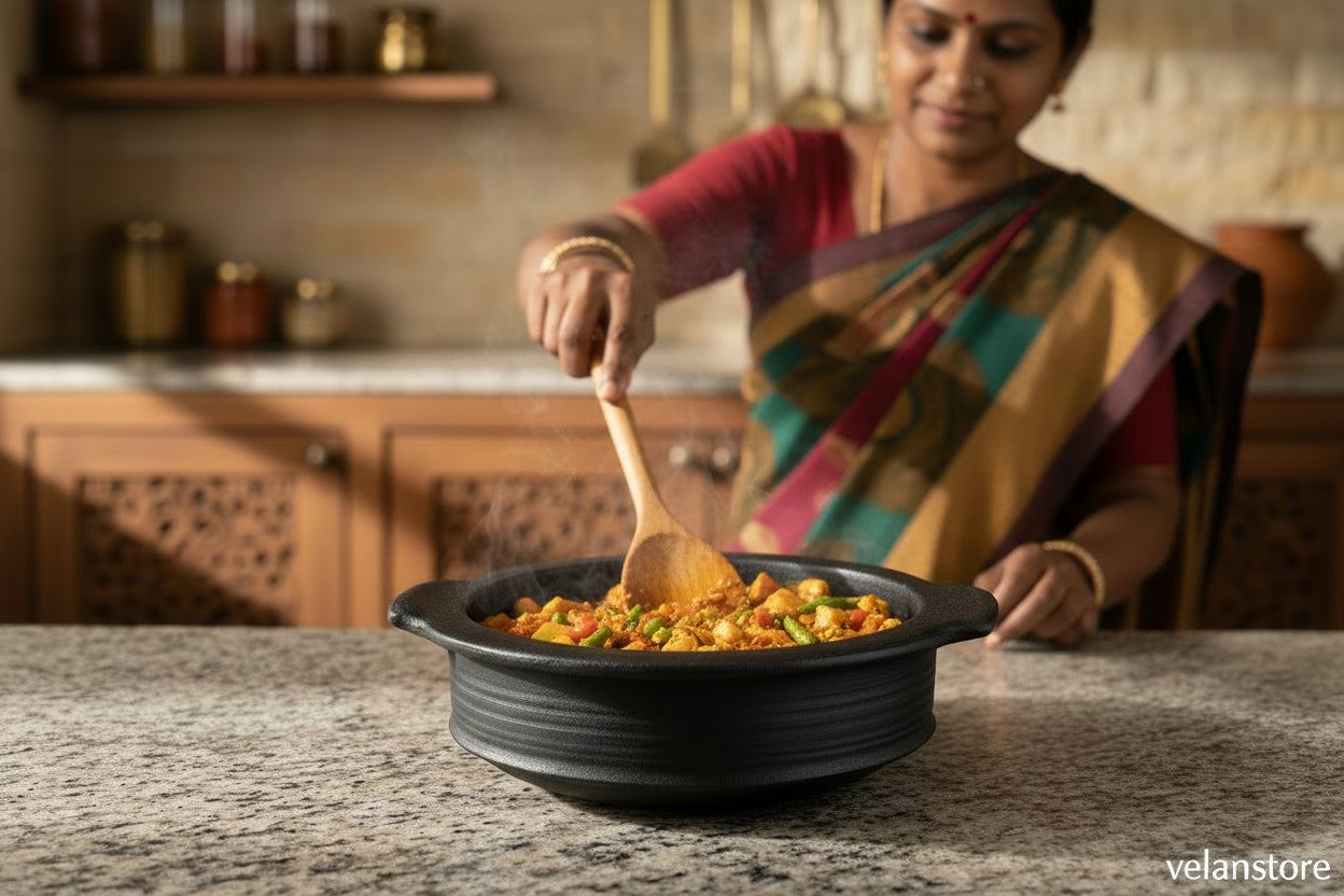 Blackened Clay Curry/Rasam Pot (Small)