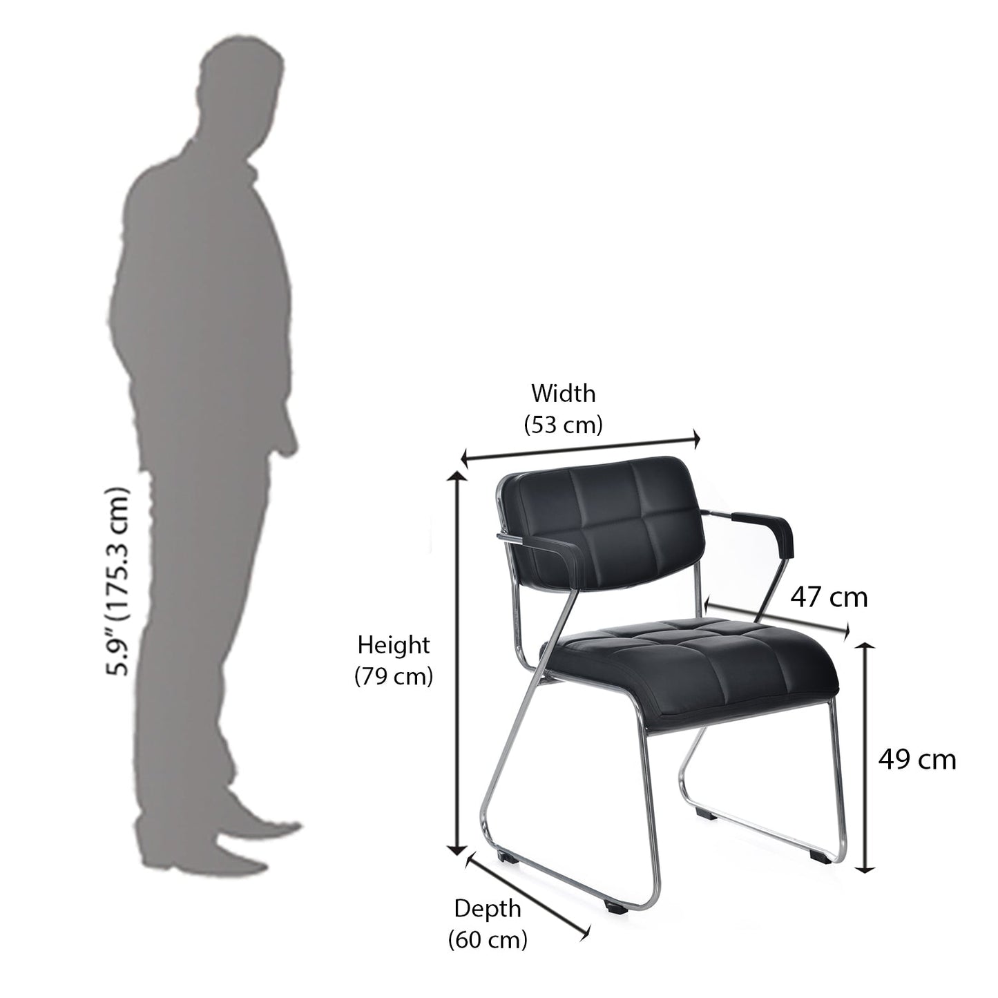 Nilkamal Contract 02 with Arm Visitor Chair (Black)