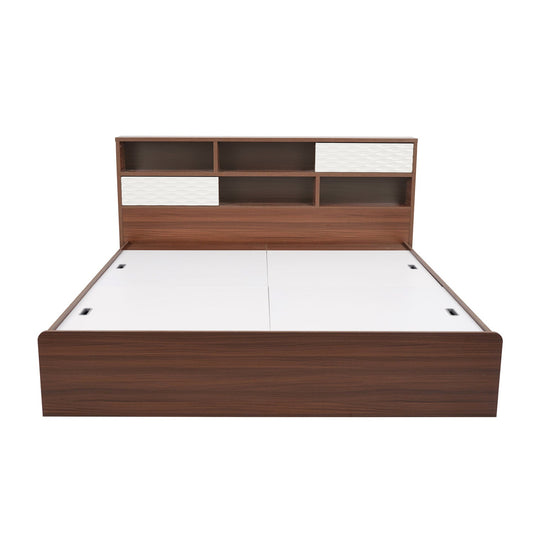 Nilkamal Drift Calipso Queen Bed Without Storage (Classic Plank Walnut/White)