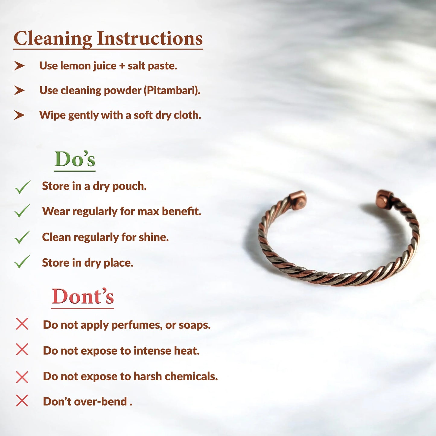 Copper Brass Fashionable Spiral Unisex Kada for Wellness & Gifting