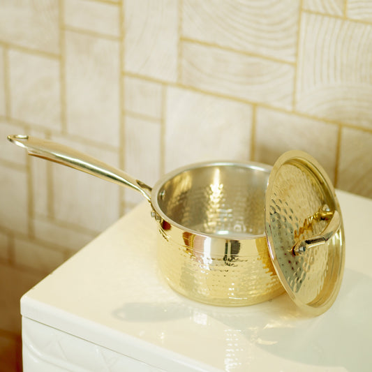 Brass saucepan tincoated with lid