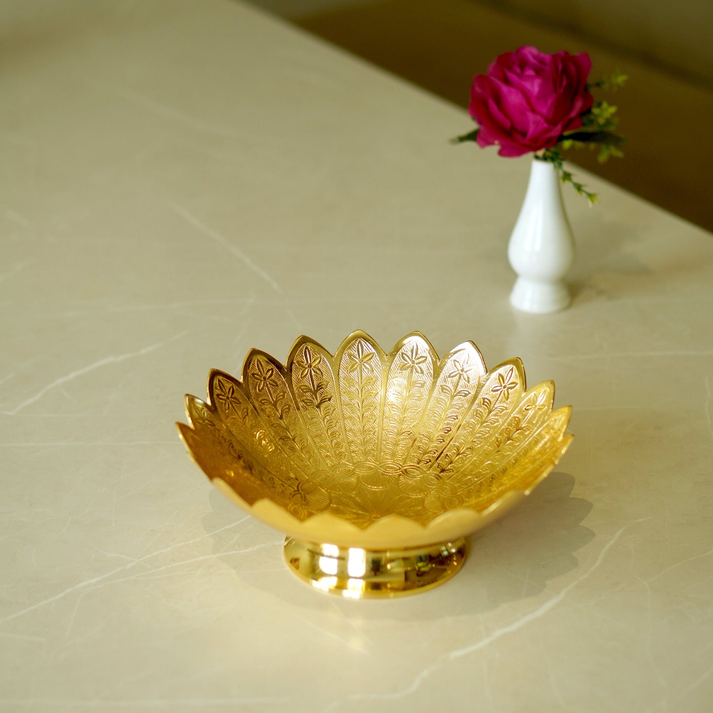 Brass Etched Bowl with Velvet Box