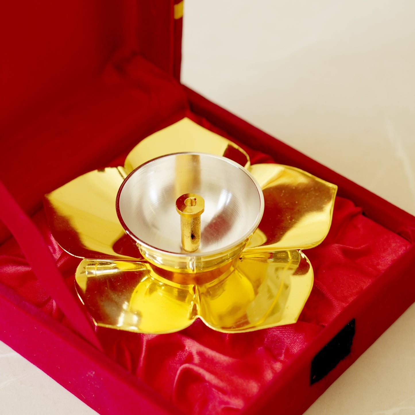 Lotus Diya / Deepak with Velvet Box