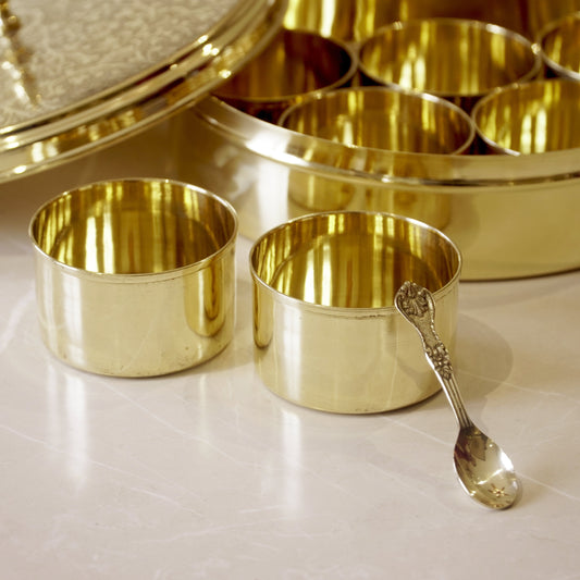 Brass Etched Spice / Masala Box 9inch