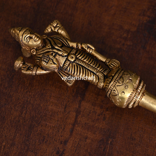 Brass Vishnu Ahuti Spoon (10.5 Inch)