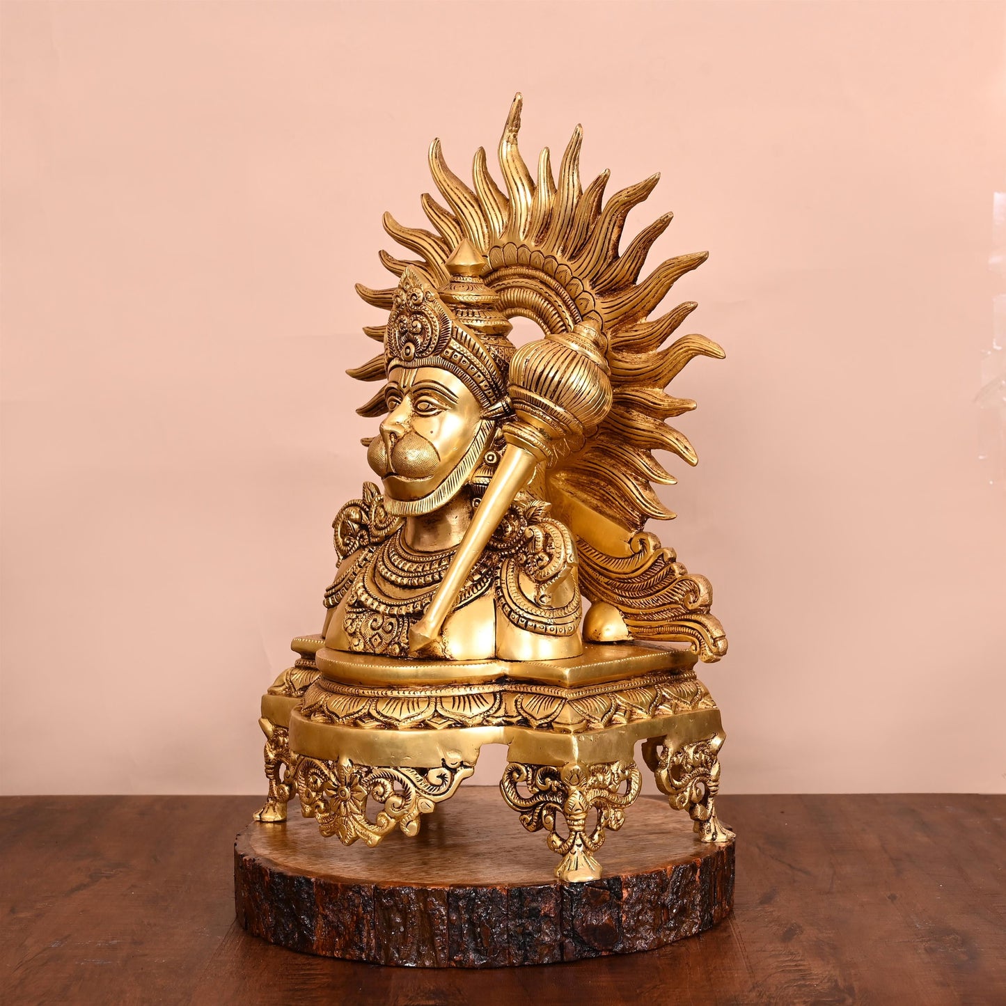 Brass Lord Hanuman Bust (14.5 Inch)