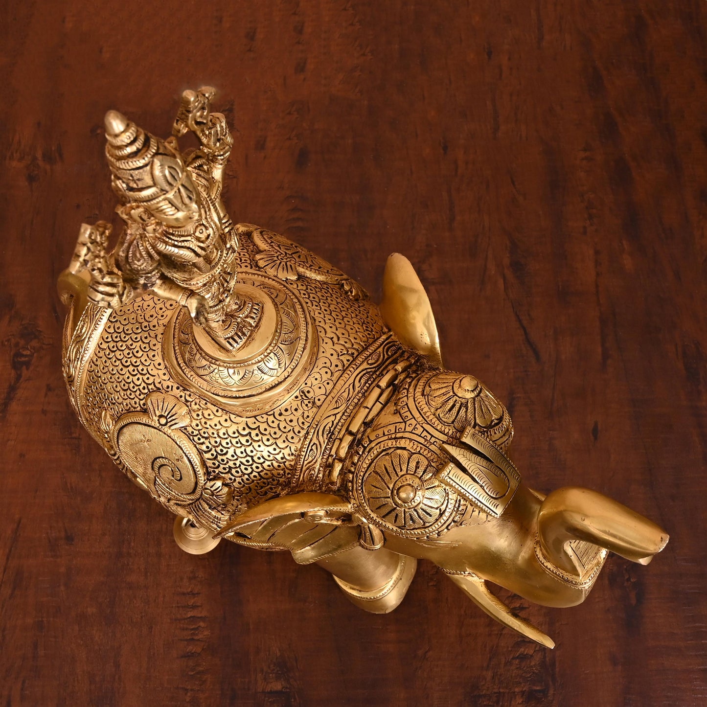 Brass Lord Balaji On Elephant Statue (17 Inch)