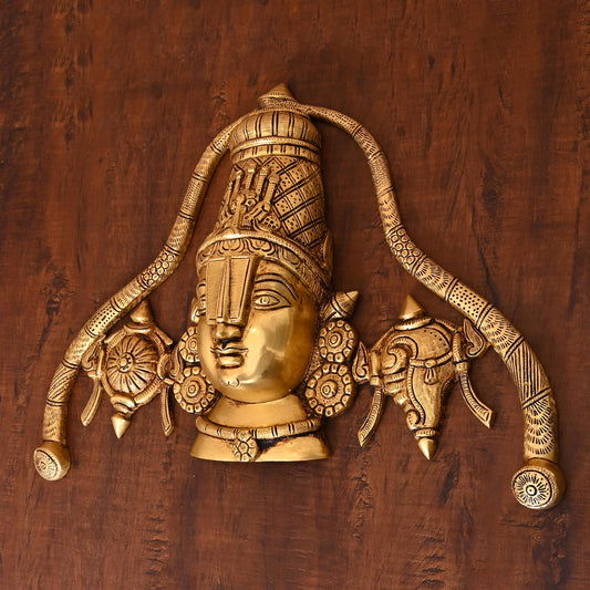 Brass Tirupati Balaji/Venkateshwar Face Wall Hanging (12 Inch)