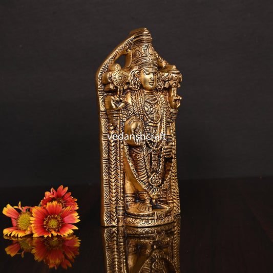 Brass Superfine Tirupati Balaji/Venkateshwar Idol Wall Hanging (7.5 Inch)