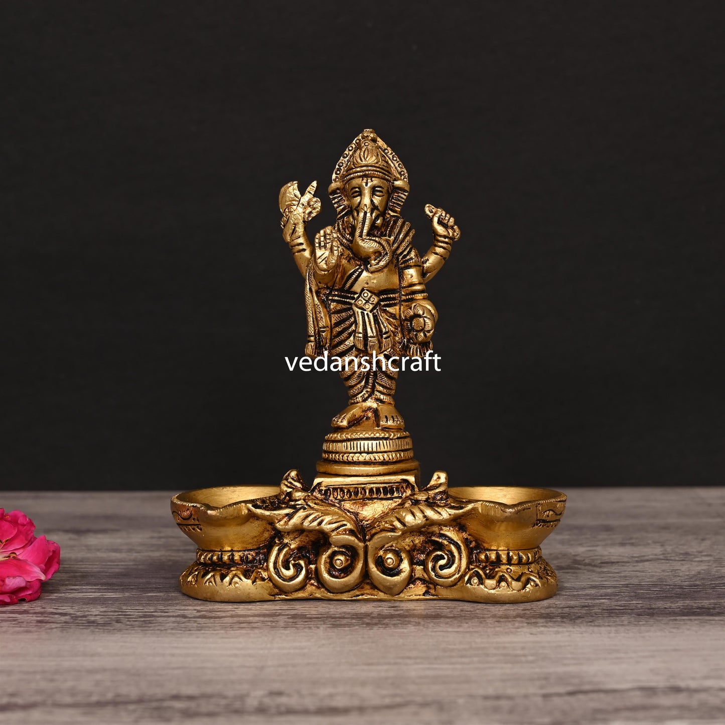 Brass Blessing Ganesha Diya (5.5 Inch)