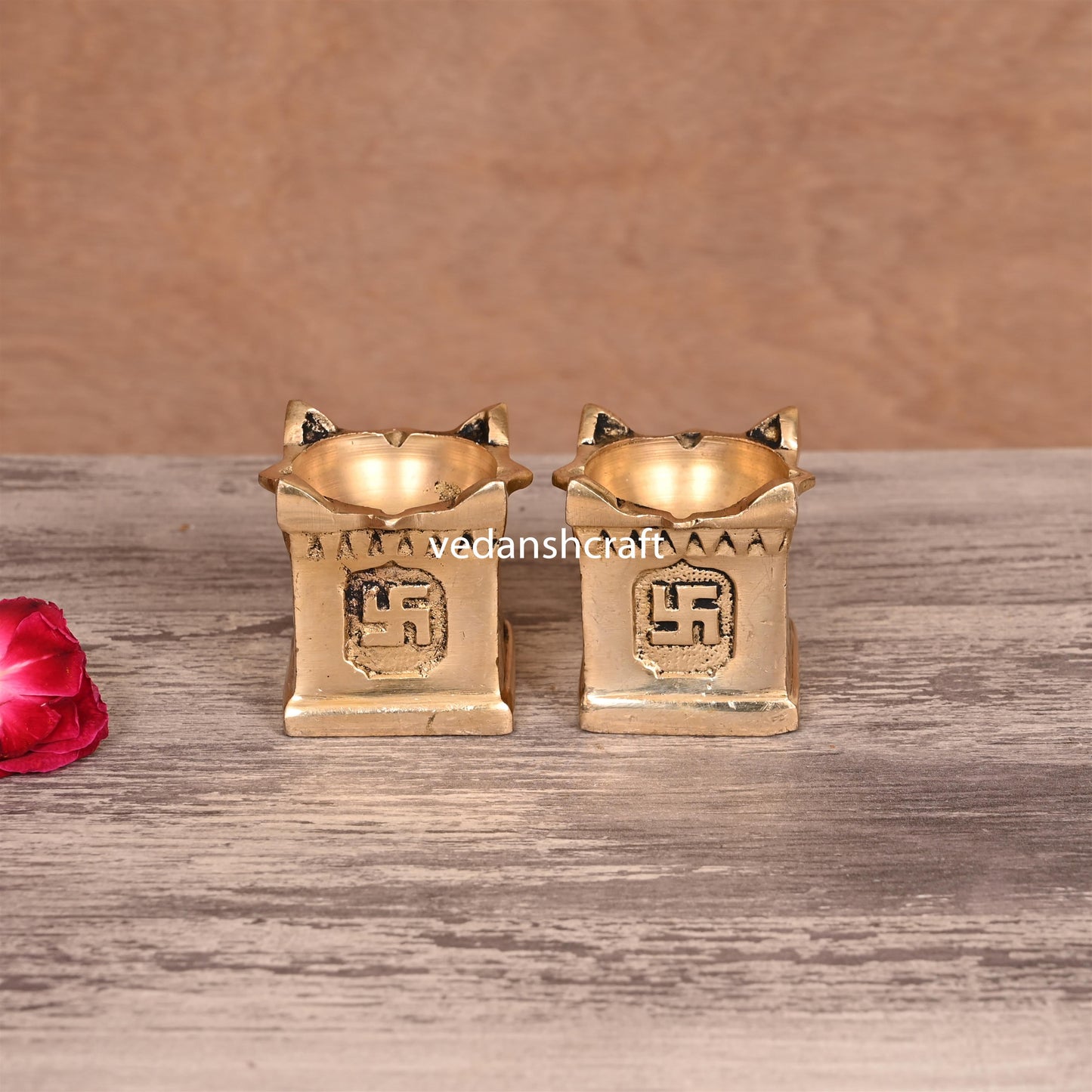 Brass Tulsi Diya Pair (1.9 Inch)