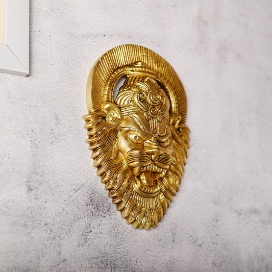 Brass Narasimha Face Wall Hanging (7.6 Inch)