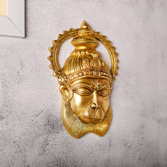 Brass Hanuman Face Wall Hanging (6.6 Inch)