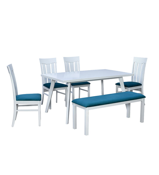 Nilkamal Lawson 6 Seater Dining Set with Bench (White)