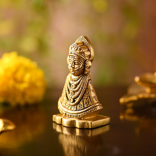 Brass Khatushyam Ji Idol – Handmade Premium Brass Decor (2.8 Inch)