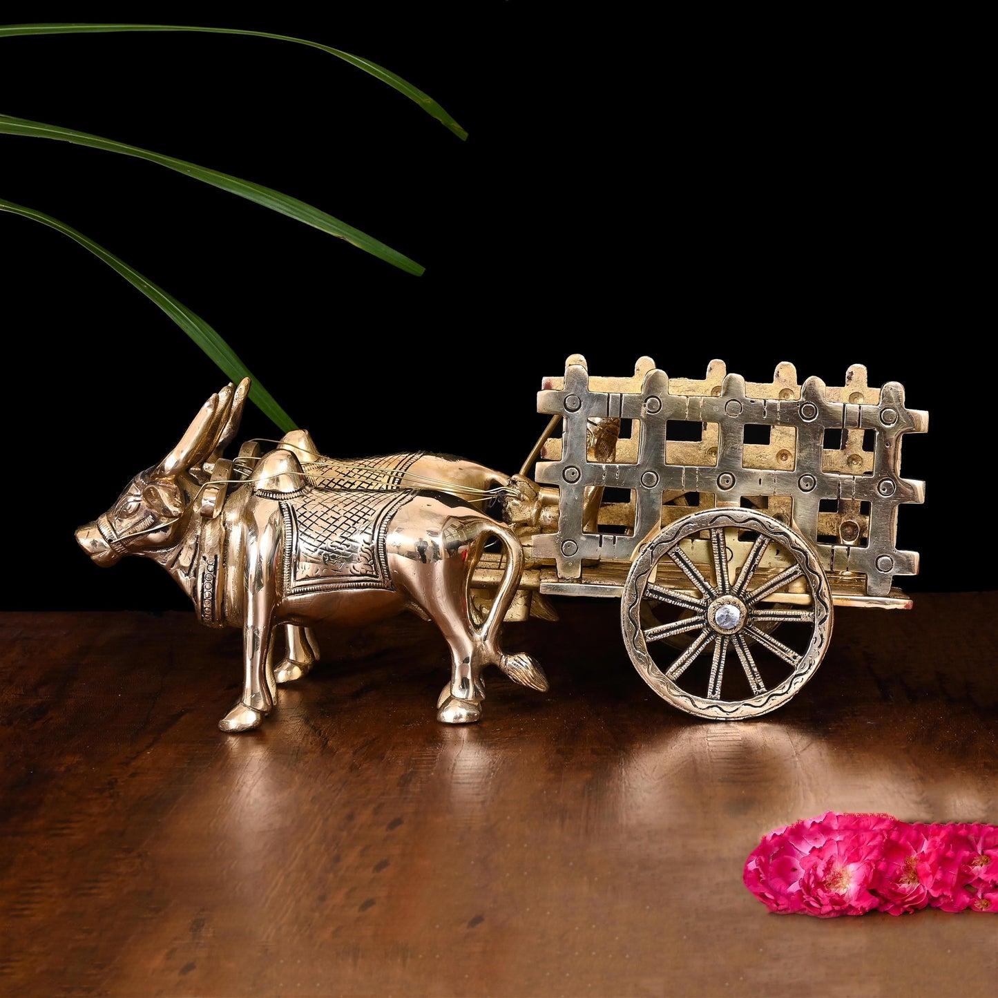 Brass Double Bullock Cart (6 Inch)