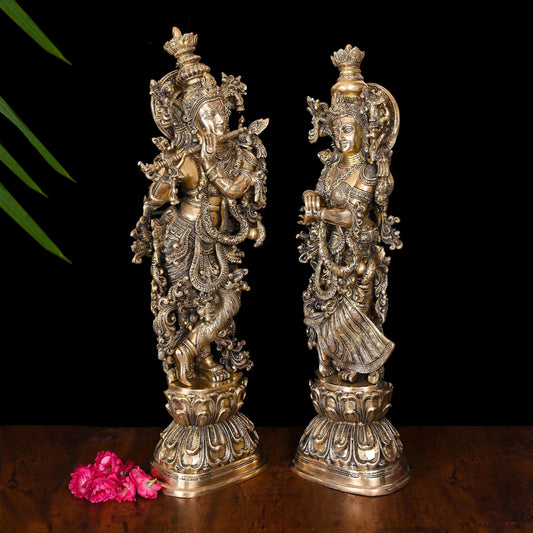 Brass Radha Krishna Statue Set (30 Inch)