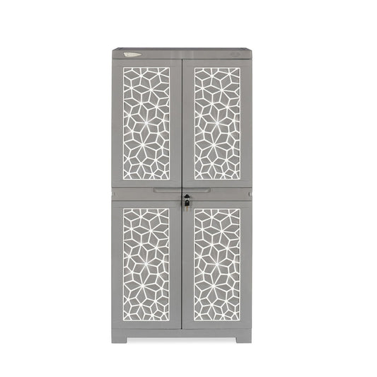 Nilkamal Freedom Mini Medium (FMM) Star Plastic Storage Cabinet (Haze Grey & Milky White)