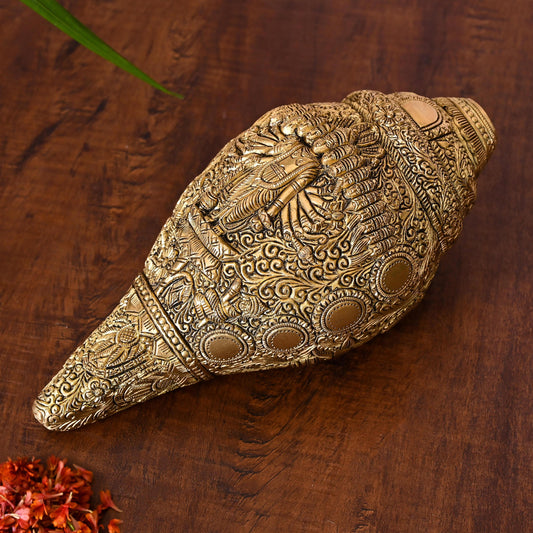Brass Vishwaroopam Vishnu Conch (9.5 Inch)