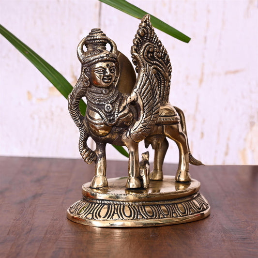Brass Kamdhenu Cow With Calf Idol