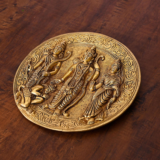 Brass Ram Darbar Wall Hanging Plate (8 Inch)