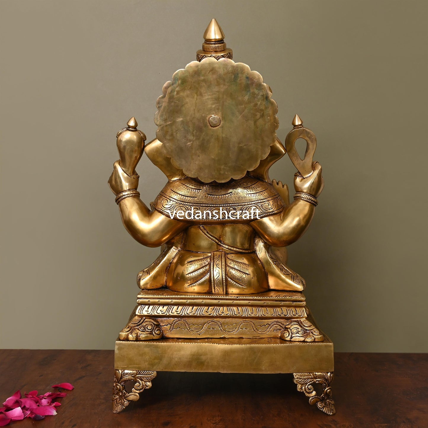 Brass Superfine Chowki Ganesha Idol (20 Inch)