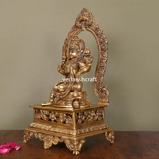 Brass Superfine Lakshmi On Throne (20.5 Inch)