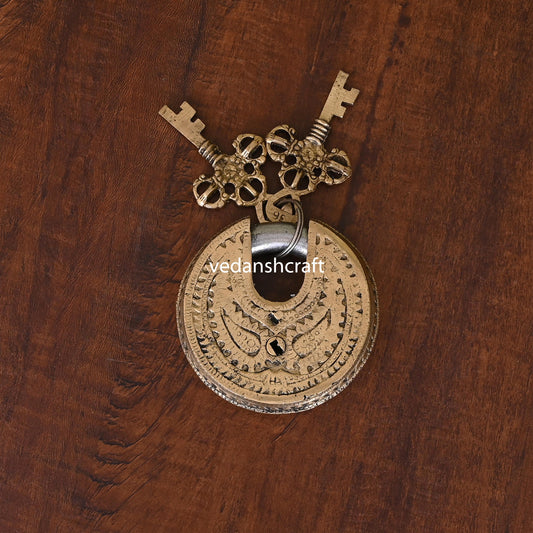 Brass Shiva Om Round Door Lock (3 Keys)