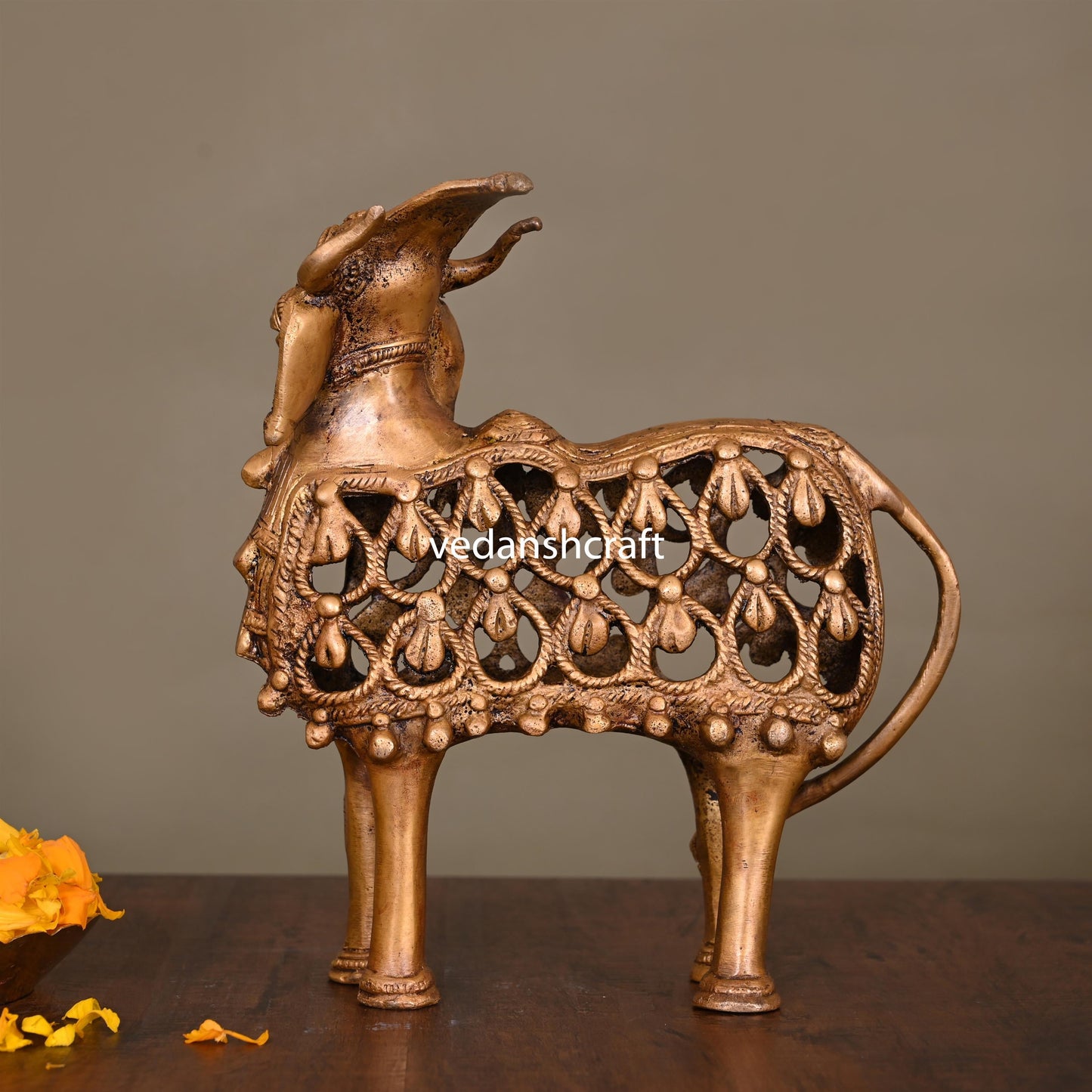 Brass Standing Jali Nandi Idol (9.5 Inch)