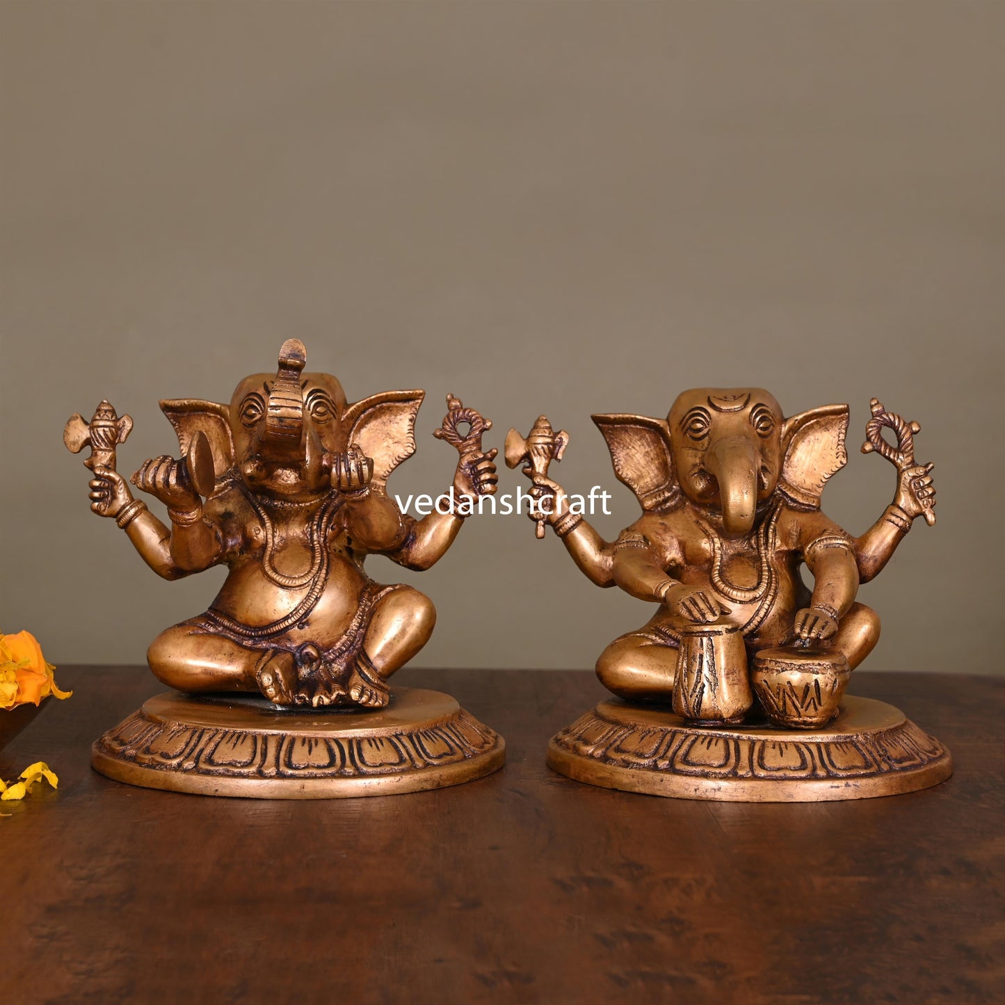 Brass Musical Ganesha Set (5.5 Inch)