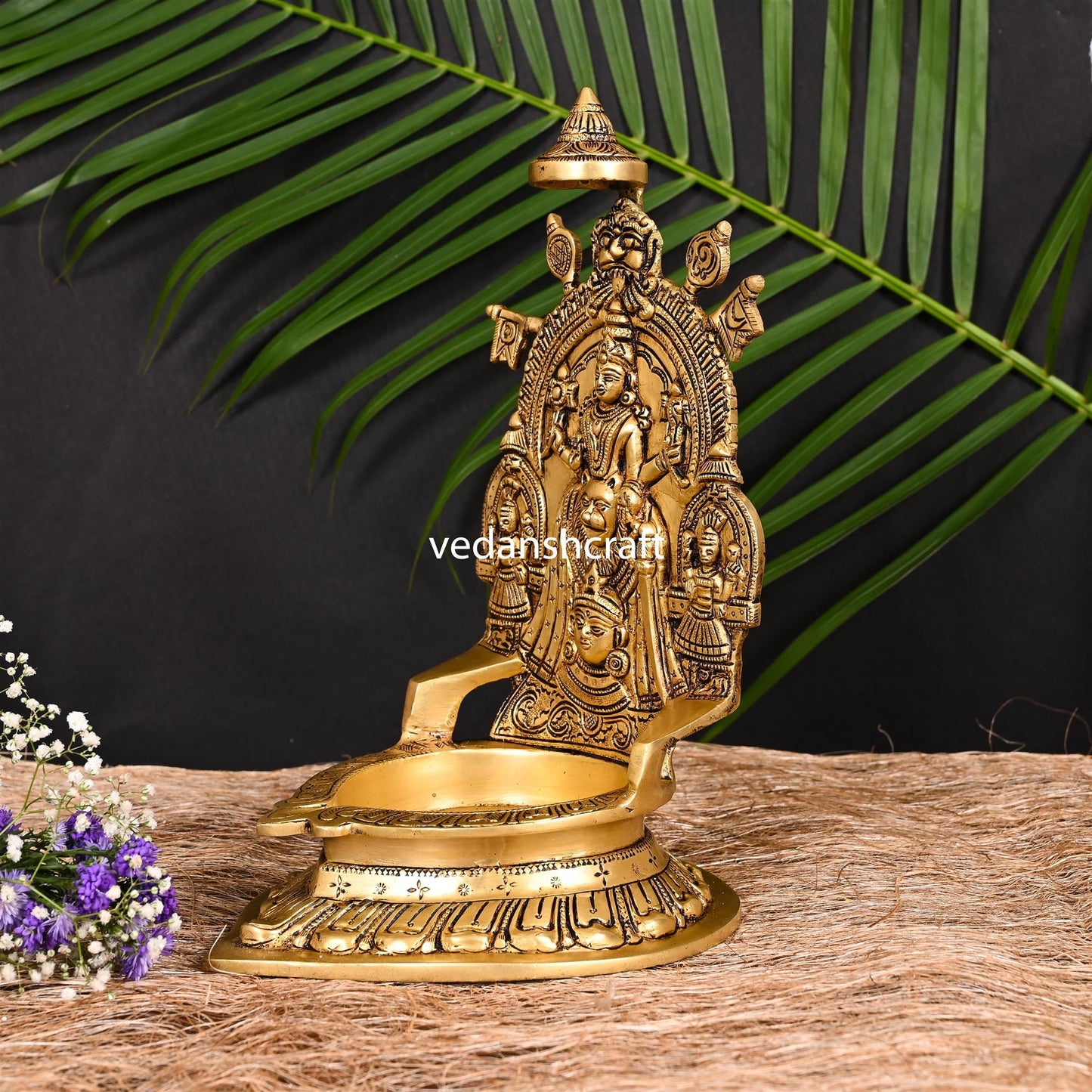 Brass Mookambika Devi Diya/Lamp (12 Inch)