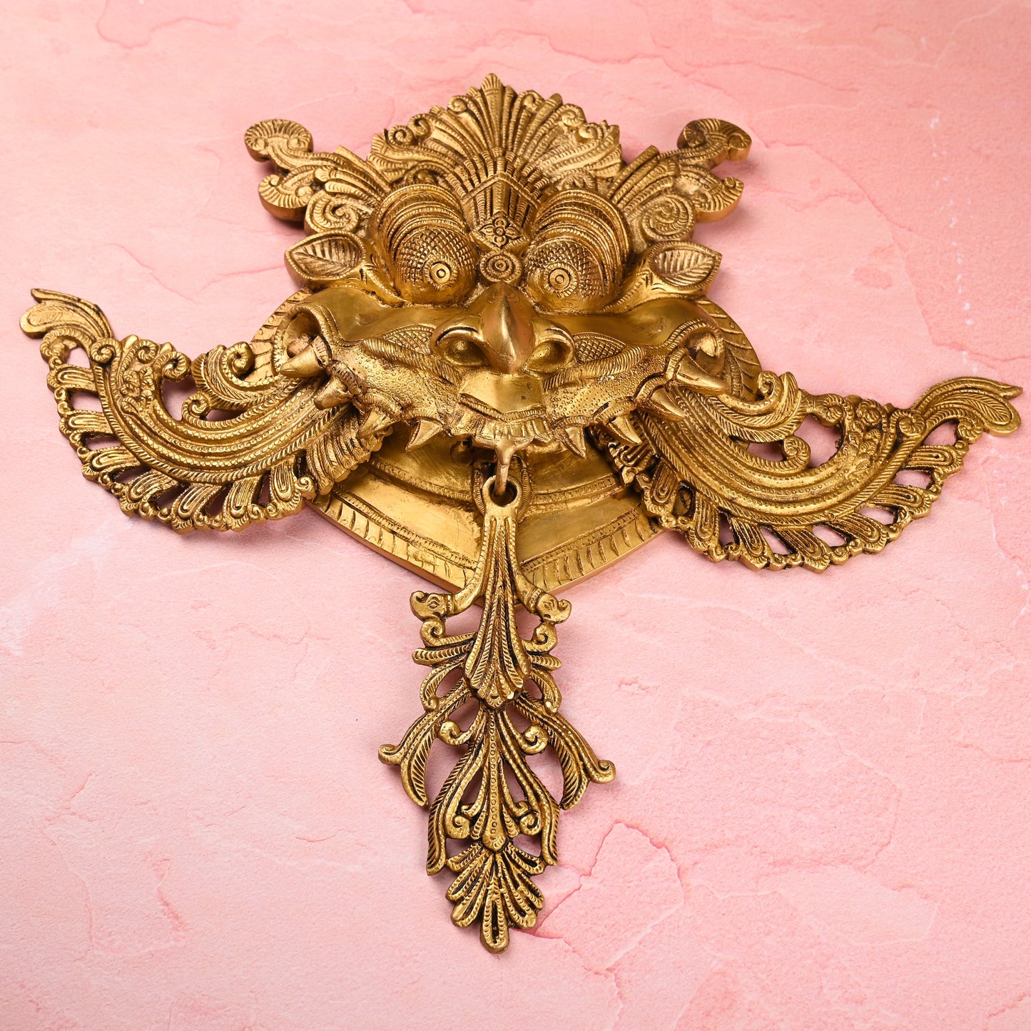 Brass Handcrafted Yali Face Door Knocker – Traditional Indian Brassware (18 Inch)