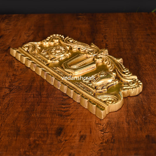 Brass Shankh Chakra Namah Wall Hanging (5 Inch)