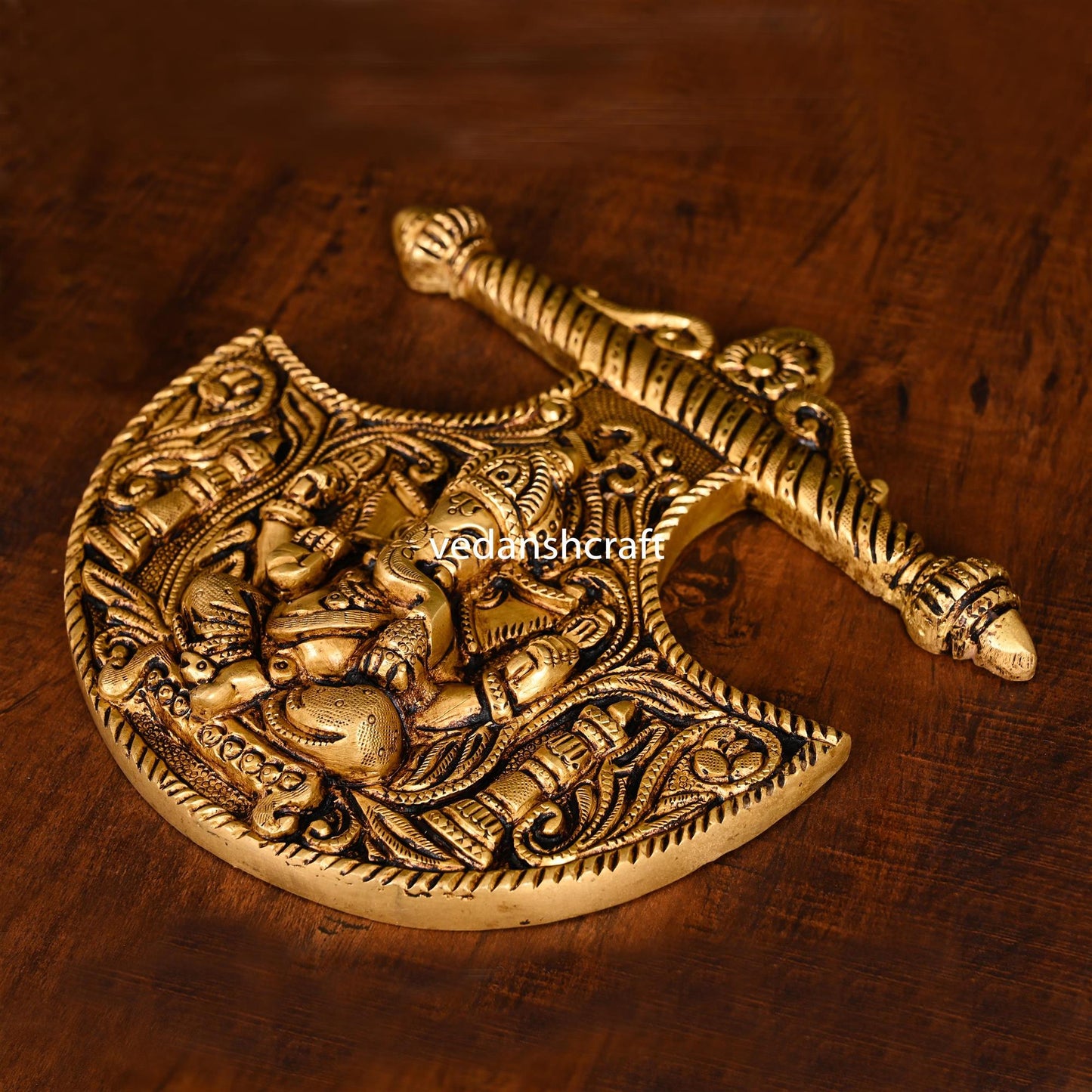 Brass Ganesha And Lakshmi Wall Hanging Set (8 Inch)