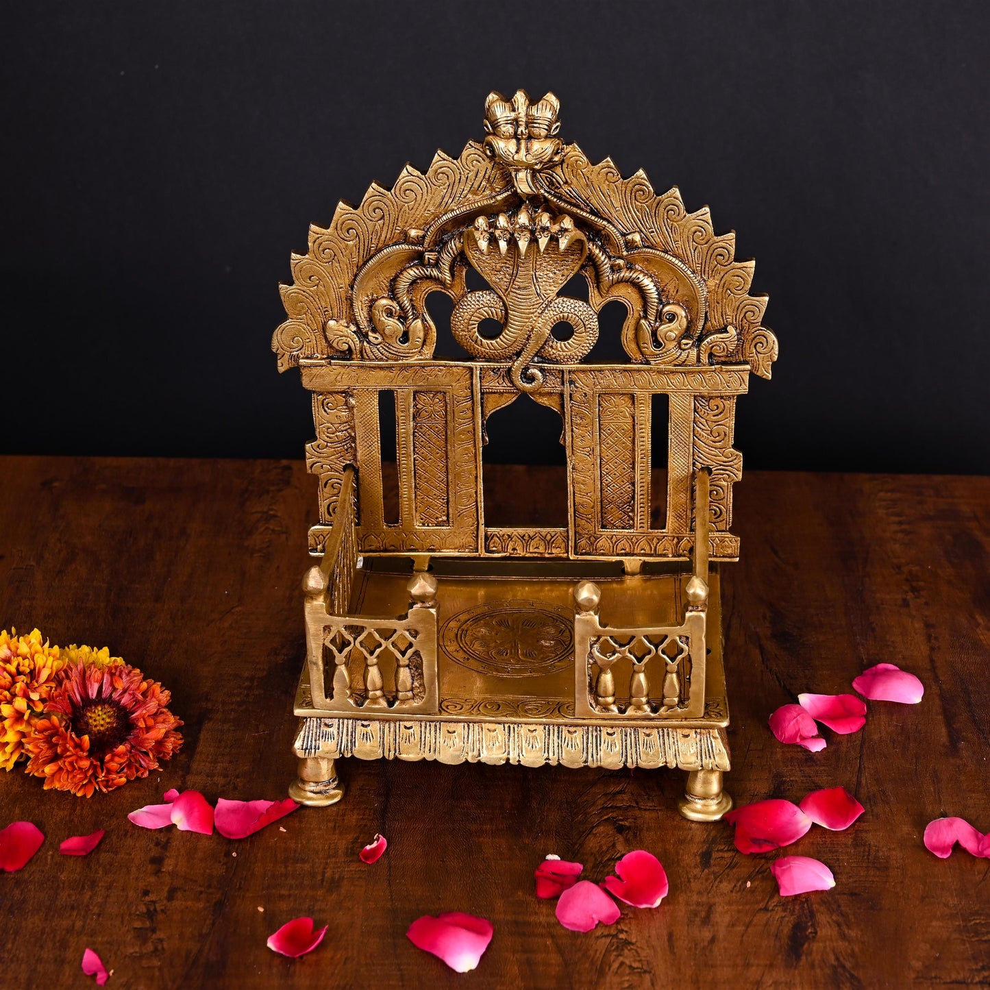 Brass Superfine Sheshnag Singhasan With Prabhavali Craft (9 Inch)