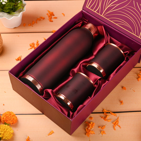 Copper Premium Lemon Cola Bottle with Glass Set – Handmade Gift Box