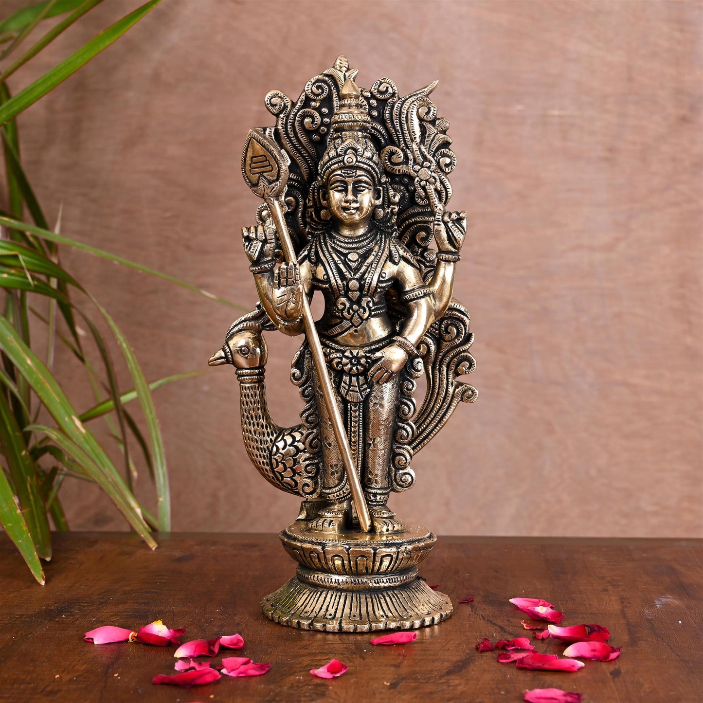 Brass Lord Murugan/Kartikeya Idol (10 Inch)