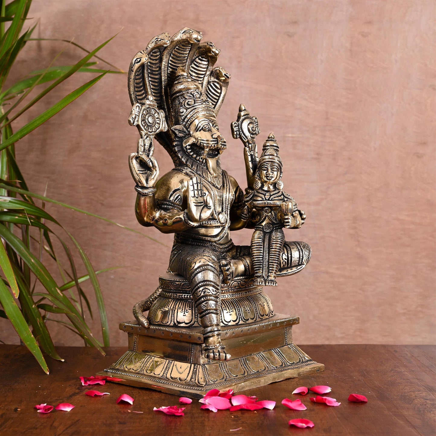 Brass Lakshmi Narasimha Idol (13 Inch)