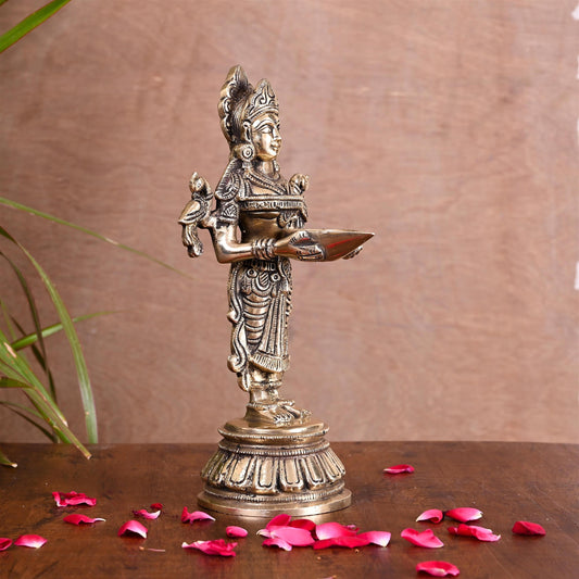 Brass Deep Lakshmi Idol (9.2 Inch)