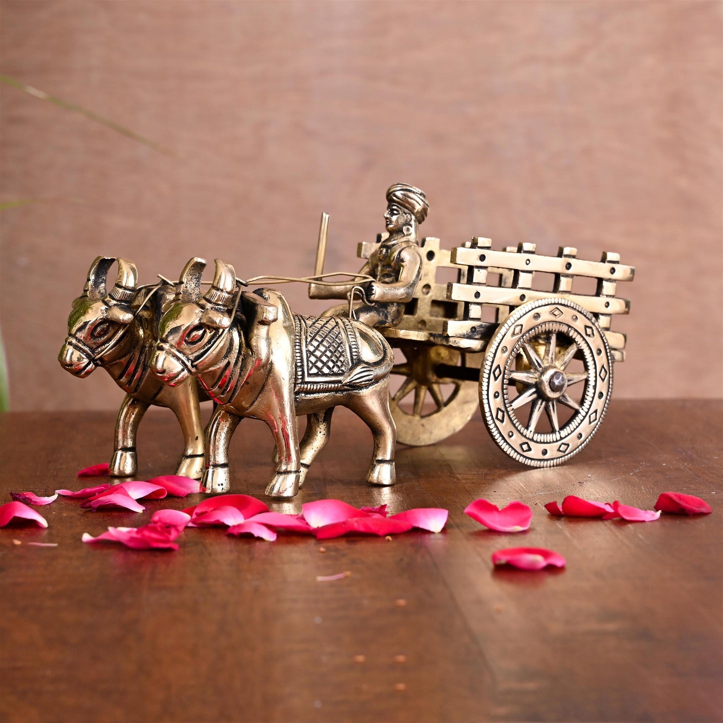 Brass Double Bullock Cart (4 Inch)