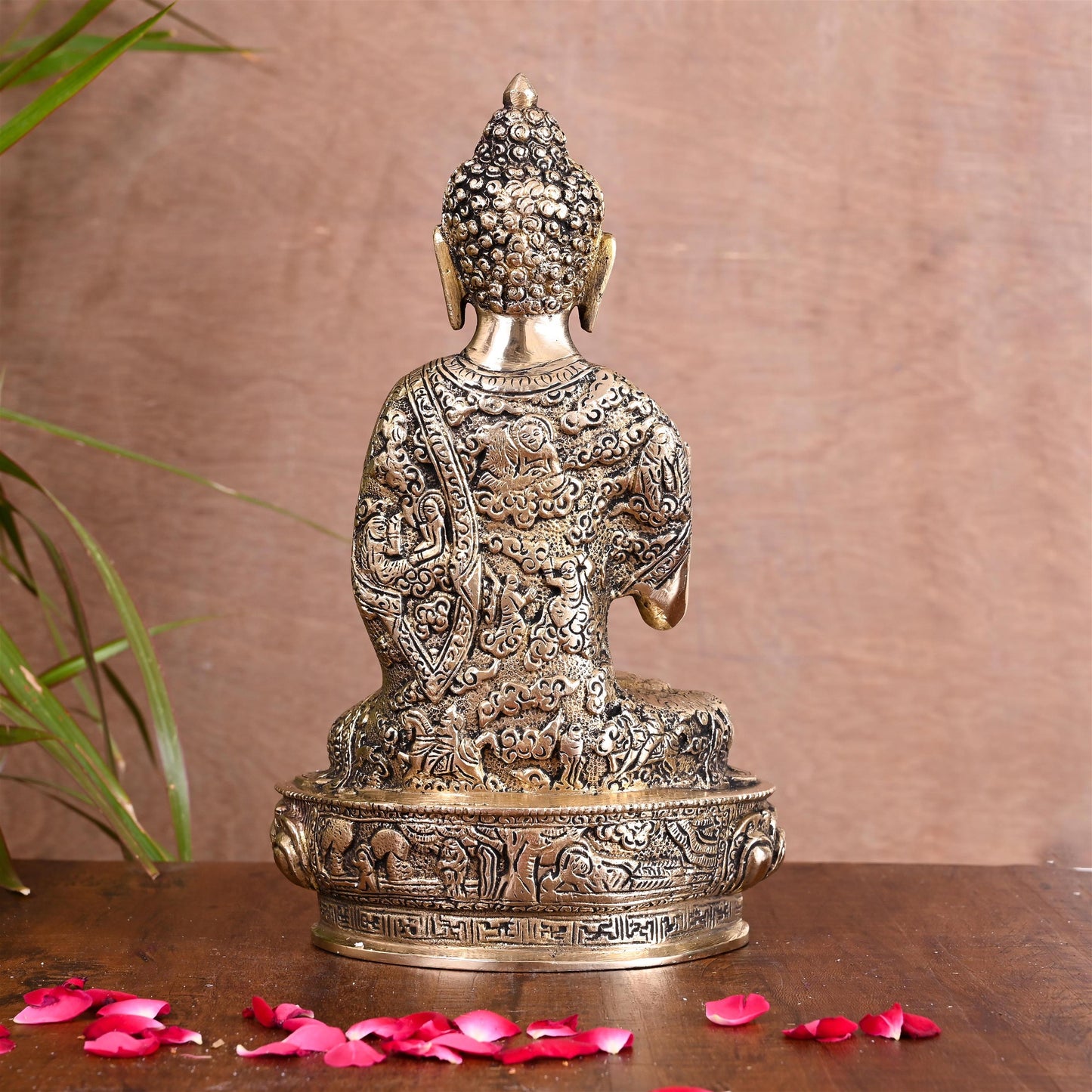 Brass Handcarved Blessing Buddha (10.5 Inch)