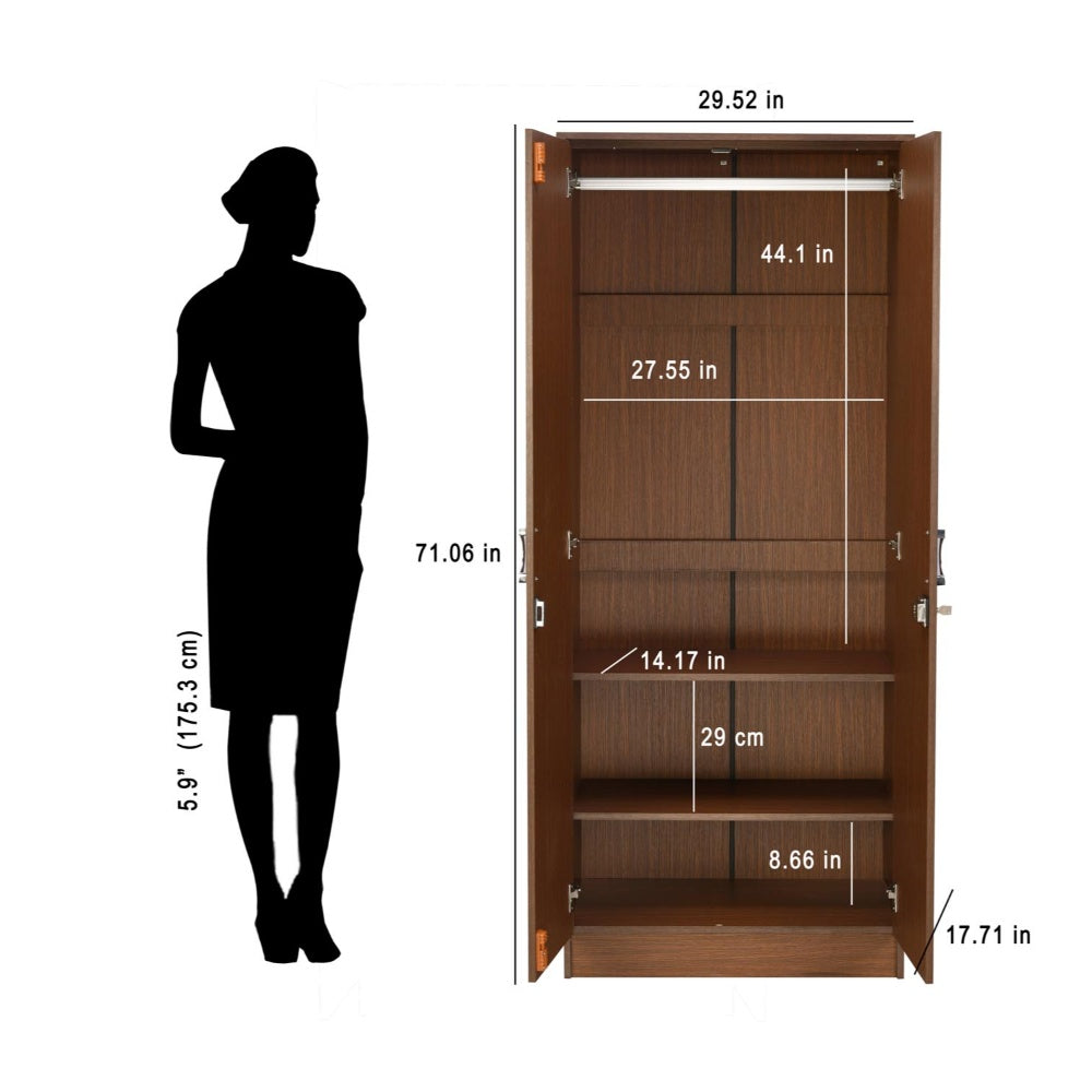 Nilkamal Massif 2 Door Wardrobe (Urban Walnut)