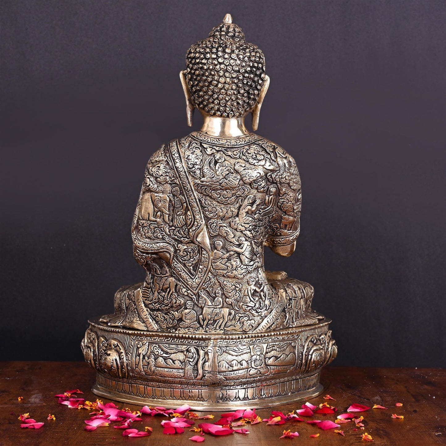 Brass Handcarved Blessing Buddha Home Decor (14.5 Inch)