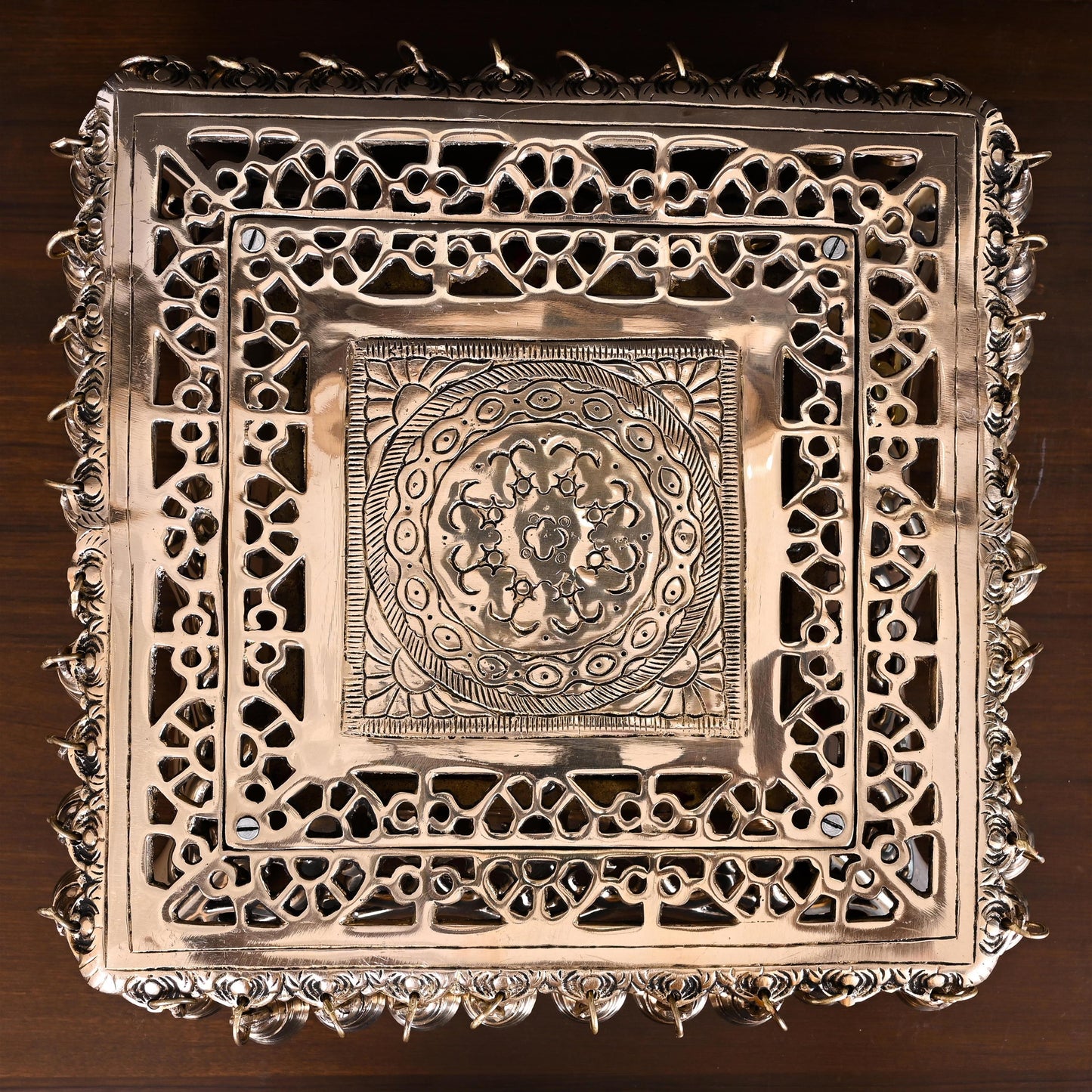 Brass Chowki With 40 Hanging Bells (5 Inch)